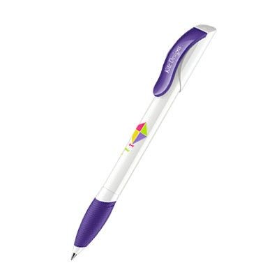 Branded Promotional SENATOR HATTRIX POLISHED BASIC PLASTIC BALL PEN with Soft Grip in Purple Pen From Concept Incentives.