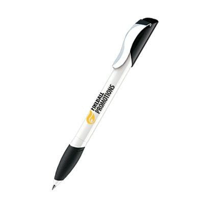 Branded Promotional SENATOR HATTRIX POLISHED BASIC PLASTIC BALL PEN with Soft Grip & Metal Clip in Black Pen From Concept Incentives.