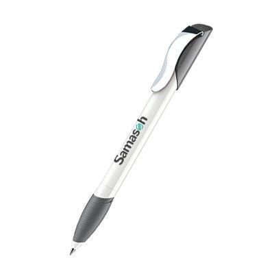 Branded Promotional SENATOR HATTRIX POLISHED BASIC PLASTIC BALL PEN with Soft Grip & Metal Clip in Cool Grey 9 Pen From Concept Incentives.