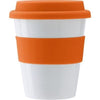 Branded Promotional PLASTIC 350ML DRINK MUG in Orange Mug From Concept Incentives.