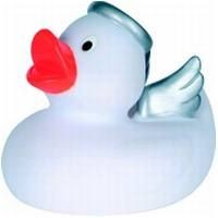 Branded Promotional ANGEL RUBBER DUCK SMALL in White Duck Plastic From Concept Incentives.