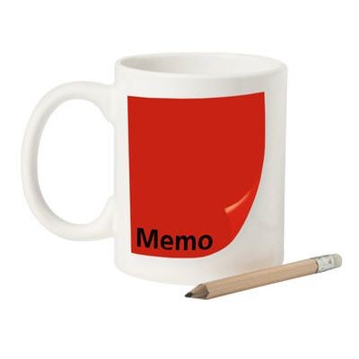 Branded Promotional MEMO WRITEABLE CERAMIC POTTERY MUG in Red Mug From Concept Incentives.