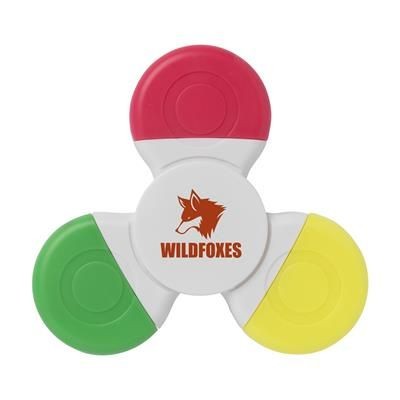 Branded Promotional SPINNER MARKER HIGHLIGHTER in White Highlighter Pen From Concept Incentives.