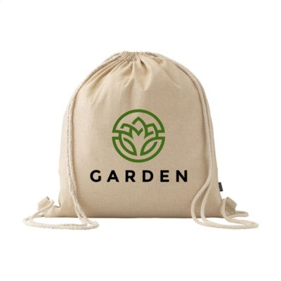 Branded Promotional RECYCLED COTTON PROMOBAG BACKPACK RUCKSACK in Beige Bag From Concept Incentives.