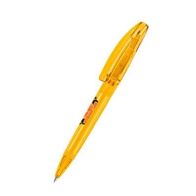 Branded Promotional SENATOR BRIDGE CLEAR TRANSPARENT PLASTIC BALL PEN in Honey Yellow Pen From Concept Incentives.