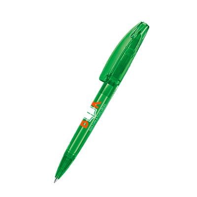 Branded Promotional SENATOR BRIDGE CLEAR TRANSPARENT PLASTIC BALL PEN in Vivid Green Pen From Concept Incentives.