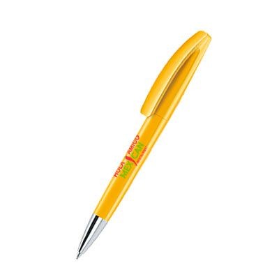 Branded Promotional SENATOR BRIDGE POLISHED PLASTIC BALL PEN with Metal Tip in Honey Yellow Pen From Concept Incentives.