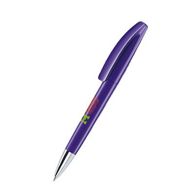 Branded Promotional SENATOR BRIDGE POLISHED PLASTIC BALL PEN with Metal Tip in Purple Pen From Concept Incentives.