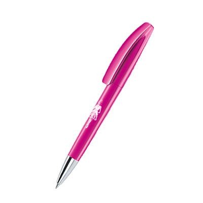 Branded Promotional SENATOR BRIDGE POLISHED PLASTIC BALL PEN with Metal Tip in Rhodamine Red Pen From Concept Incentives.