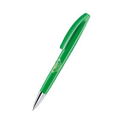 Branded Promotional SENATOR BRIDGE POLISHED PLASTIC BALL PEN with Metal Tip in Vivid Green Pen From Concept Incentives.