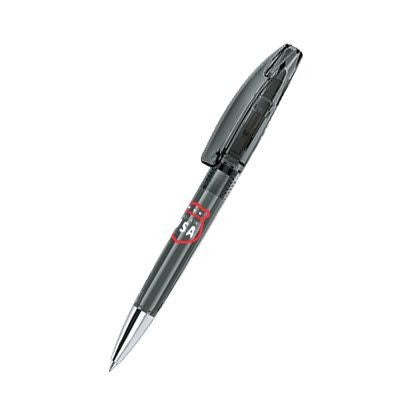 Branded Promotional SENATOR BRIDGE CLEAR TRANSPARENT PLASTIC BALL PEN with Metal Tip in Anthracite Grey Pen From Concept Incentives.