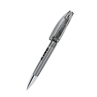 Branded Promotional SENATOR BRIDGE CLEAR TRANSPARENT PLASTIC BALL PEN with Metal Tip in Cool Grey 9 Pen From Concept Incentives.