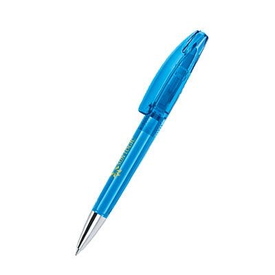 Branded Promotional SENATOR BRIDGE CLEAR TRANSPARENT PLASTIC BALL PEN with Metal Tip in Hex Pen From Concept Incentives.