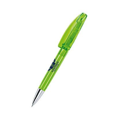 Branded Promotional SENATOR BRIDGE CLEAR TRANSPARENT PLASTIC BALL PEN with Metal Tip in Pale Green Pen From Concept Incentives.