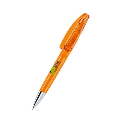 Branded Promotional SENATOR BRIDGE CLEAR TRANSPARENT PLASTIC BALL PEN with Metal Tip in Orange Pen From Concept Incentives.