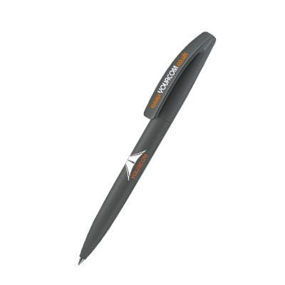 Branded Promotional SENATOR BRIDGE SOFT TOUCH BALL PEN in Anthracite Grey Pen From Concept Incentives.