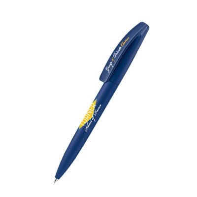 Branded Promotional SENATOR BRIDGE SOFT TOUCH BALL PEN in Dark Blue Pen From Concept Incentives.