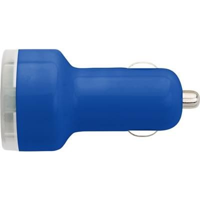Branded Promotional PLASTIC CAR POWER ADAPTER in Cobalt Blue Charger From Concept Incentives.
