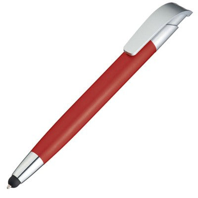 Branded Promotional DAVOS BALL PEN & TOUCH SCREEN STYLUS in Red Pen From Concept Incentives.