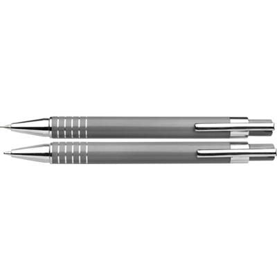 Branded Promotional LACQUERED BALL PEN & MECHANICAL PROPELLING PENCIL SET in Silver Pen Set From Concept Incentives.