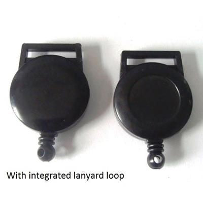 Branded Promotional 32MM ROUND PLASTIC SKI-PASS HOLDER with Integral Lanyard Loop Pull Reel Pass Holder From Concept Incentives.