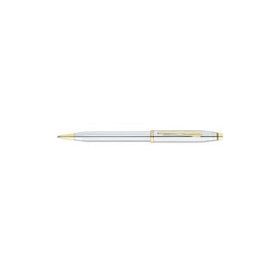 Branded Promotional CROSS CENTURY II MEDALIST BALL PEN in Lustrous Silver Chrome with 23 Carat Gold Gilt Trim Pen From Concept Incentives.