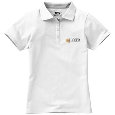 Branded Promotional HACKER SHORT SLEEVE LADIES POLO in White Solid Polo Shirt From Concept Incentives.