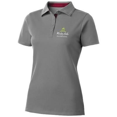 Branded Promotional HACKER SHORT SLEEVE LADIES POLO in Grey-red Polo Shirt From Concept Incentives.