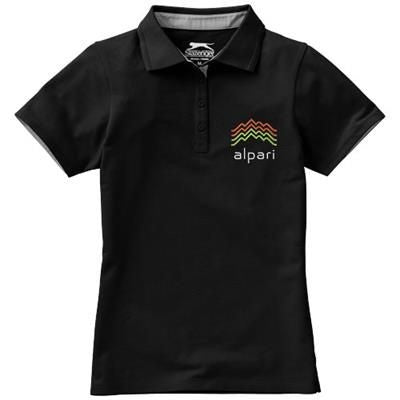 Branded Promotional HACKER SHORT SLEEVE LADIES POLO in Black Solid Polo Shirt From Concept Incentives.