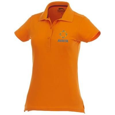 Branded Promotional ADVANTAGE SHORT SLEEVE LADIES POLO in Orange Polo Shirt From Concept Incentives.