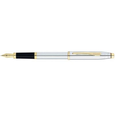 Branded Promotional CROSS CENTURY II MEDALIST FOUNTAIN PEN in Lustrous Silver Chrome with 23 Carat Gold Gilt Trim Pen From Concept Incentives.