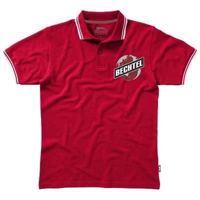 Branded Promotional DEUCE SHORT SLEEVE MENS POLO with Tipping in Red Polo Shirt From Concept Incentives.