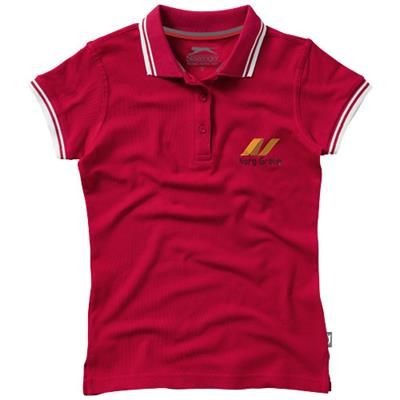 Branded Promotional DEUCE SHORT SLEEVE LADIES POLO with Tipping in Red Polo Shirt From Concept Incentives.