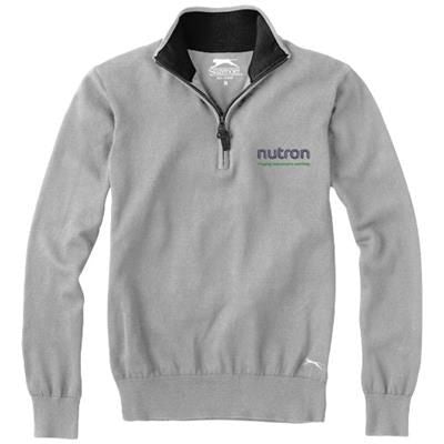 Branded Promotional SET QUARTER ZIP PULLOVER in Grey Jumper From Concept Incentives.