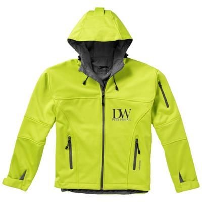 Branded Promotional MATCH SOFTSHELL JACKET in Mid Green Jacket From Concept Incentives.