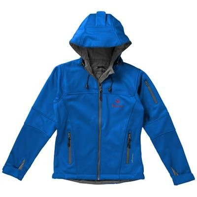 Branded Promotional MATCH LADIES SOFTSHELL JACKET in Light Blue Jacket From Concept Incentives.