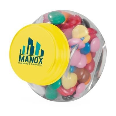 Branded Promotional MINI GLASS CANDY JAR in Yellow Sweets From Concept Incentives.