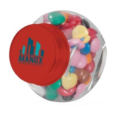 Branded Promotional MINI GLASS CANDY JAR in Red Sweets From Concept Incentives.