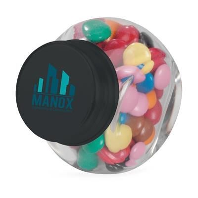 Branded Promotional MINI GLASS CANDY JAR in Black Sweets From Concept Incentives.