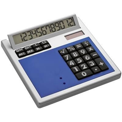 Branded Promotional CRISMA OWN DESIGN CALCULATOR with Insert in Blue Calculator From Concept Incentives.