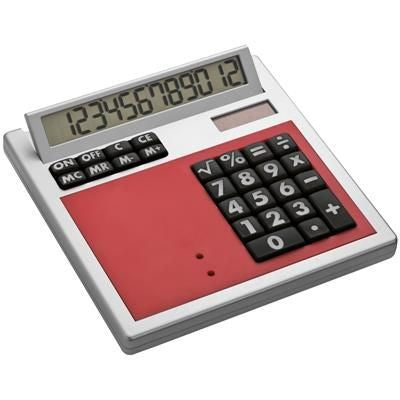 Branded Promotional CRISMA OWN DESIGN CALCULATOR with Insert in Red Calculator From Concept Incentives.