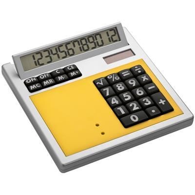 Branded Promotional CRISMA OWN DESIGN CALCULATOR with Insert in Yellow Calculator From Concept Incentives.