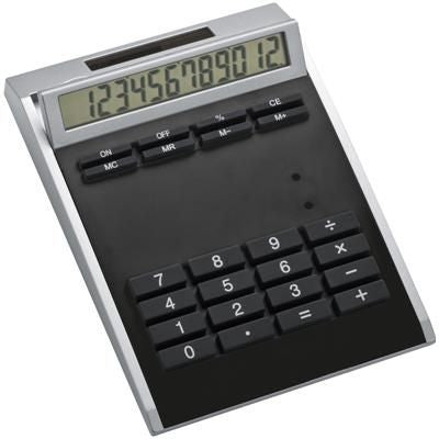 Branded Promotional CRISMA SMALL OWN DESIGN CALCULATOR with Insert in Black Calculator From Concept Incentives.