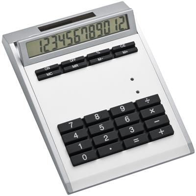 Branded Promotional CRISMA SMALL OWN DESIGN CALCULATOR with Insert in White Calculator From Concept Incentives.