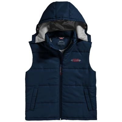 Branded Promotional GRAVEL BODYWARMER in Navy Bodywarmer From Concept Incentives.