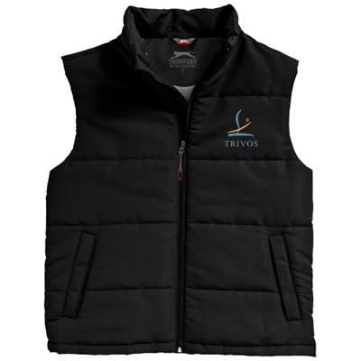 Branded Promotional GRAVEL BODYWARMER in Black Solid Bodywarmer From Concept Incentives.