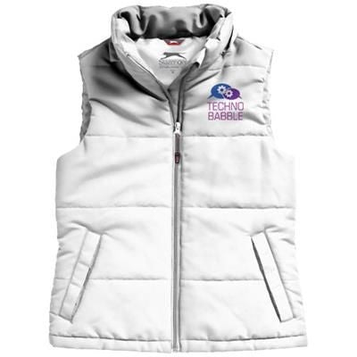 Branded Promotional GRAVEL LADIES BODYWARMER in White Solid Bodywarmer Gilet Jacket From Concept Incentives.