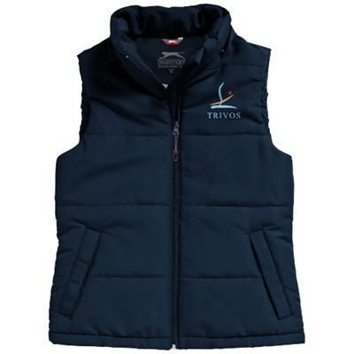 Branded Promotional GRAVEL LADIES BODYWARMER in Navy Bodywarmer Gilet Jacket From Concept Incentives.
