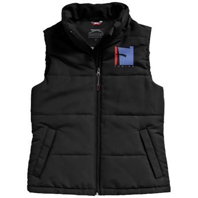 Branded Promotional GRAVEL LADIES BODYWARMER in Black Solid Bodywarmer Gilet Jacket From Concept Incentives.