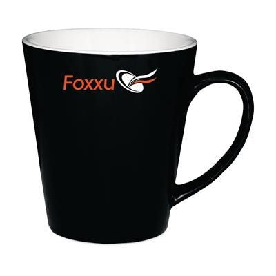 Branded Promotional DELTA CERAMIC POTTERY CUP in Black Mug From Concept Incentives.